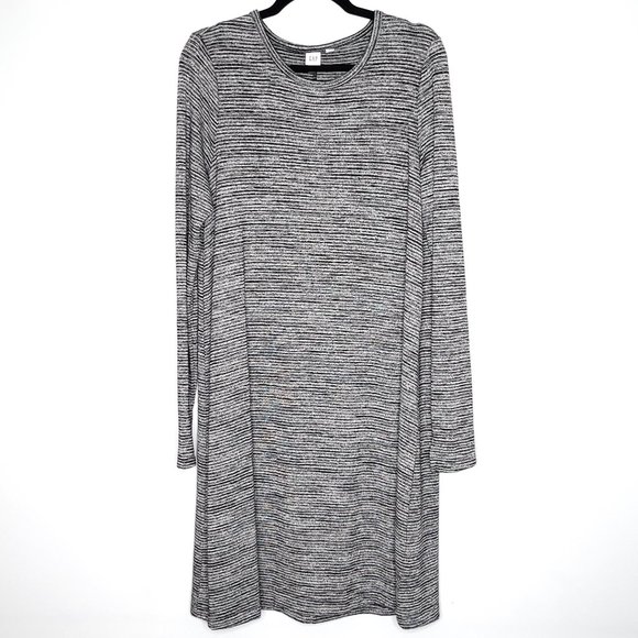 GAP Soft Spun Heather Grey Long Sleeve Swing Dress - Picture 1 of 10